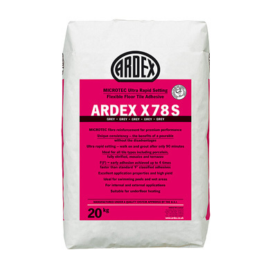 Ardex X78S Microtec Ultra Rapid Set Flexible Grey Floor Tile Adhesive  20kg