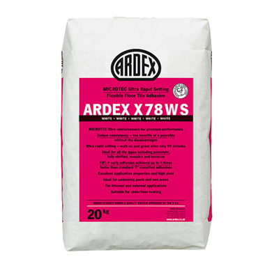 Ardex X78WS Microtec Ultra Rapid Set Flexible White Floor Tile Adhesive  20kg