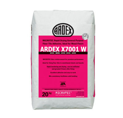 Ardex X7001W Rapid Dry White Floor Tile Adhesive  Wood Floors  20kg