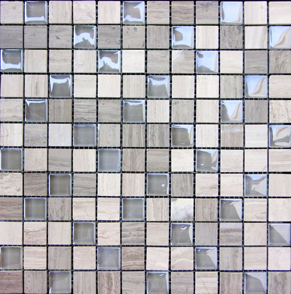 Grey Marble & Bubble Gloss Mosaic  tiles