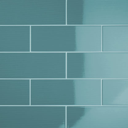 Johnson Vivid Teal Gloss Brick Ceramic Wall Tile