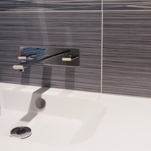 Colorker Edda Series Grey Gloss Ceramic tile in bathroom