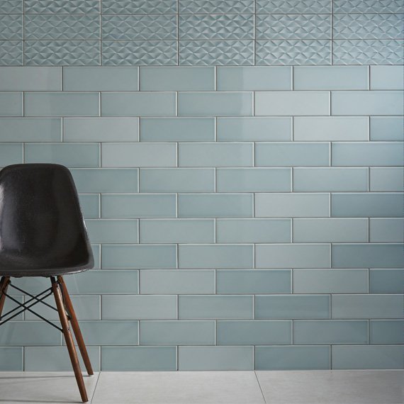 blue feature wall tiles